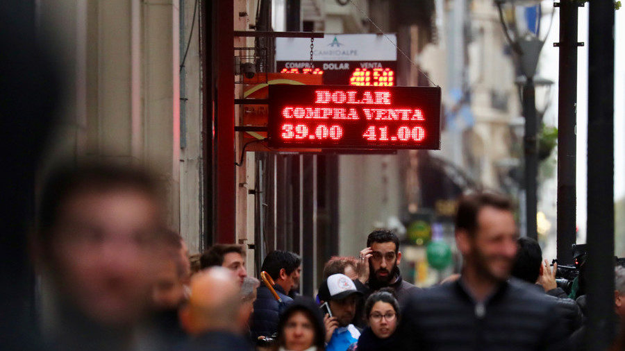 currency exchange board in Buenos Aires