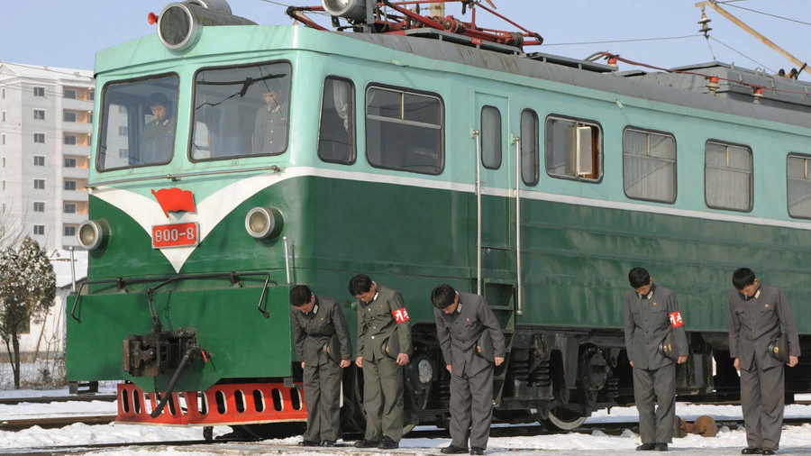 North Korean railway workers