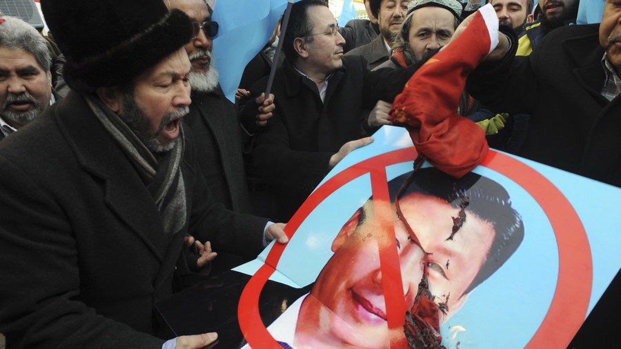 Ethnic Uyghur muslim demonstrators