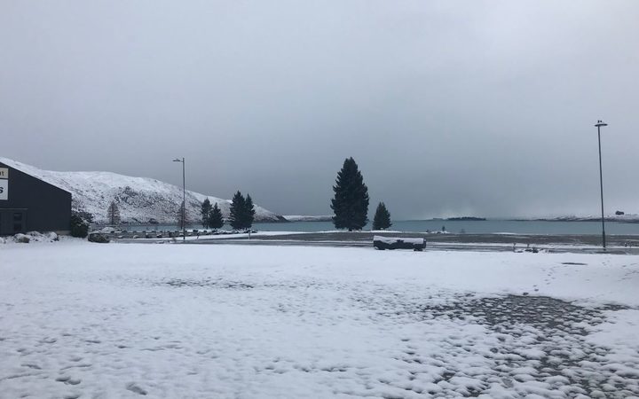 Click to enlarge Niwa Weather's Lake Tekapo office was surrounded with snowfall.