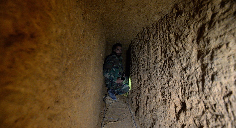 Idlib militant in a tunnel