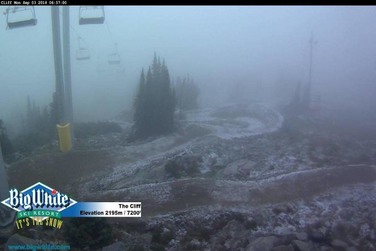 Click to enlarge View from Big White Ski Resort’s camera at The Cliff Sept. 3 at 6:57 a.m.