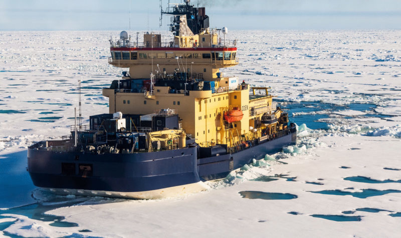 The Swedish icebreaker Oden on its way to the North Pole in August 2018.