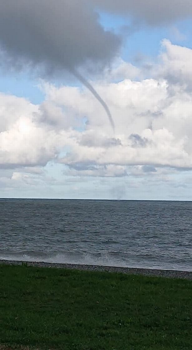 The tornado was seen snaking along the shoreline at Llandudno