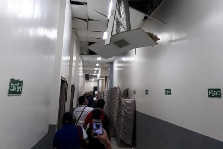 Click to enlarge A hallway damaged by an earthquake in Davao City, Mindanao, Philippines, on Sept 8, 2018.
