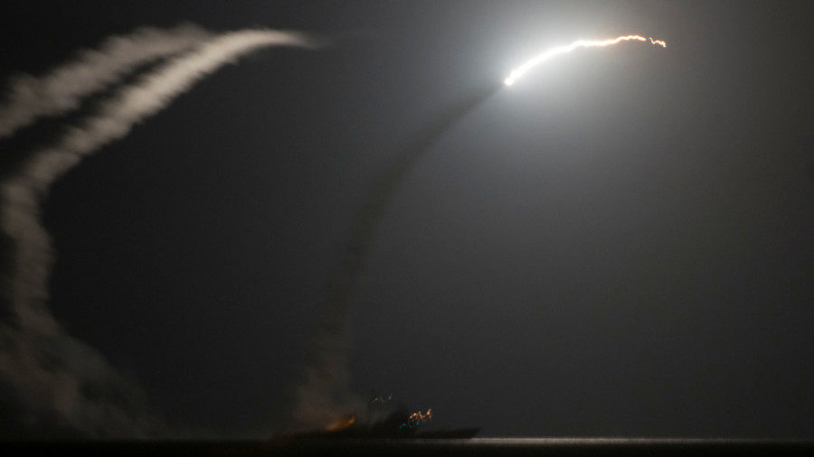 USS Philippine Sea launches a Tomahawk cruise missile