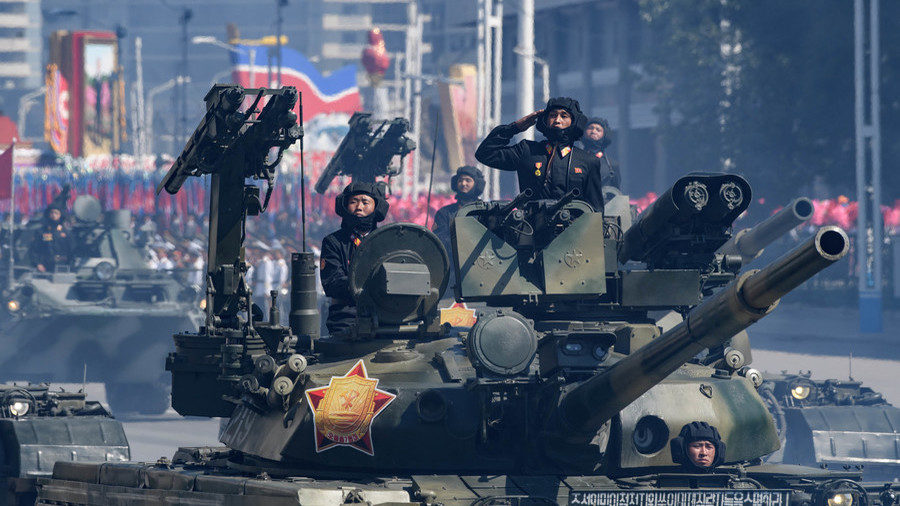 Click to enlarge North Korean army during a military parade in Pyongyang. September 9, 2018