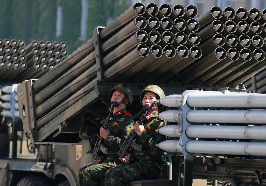 Click to enlarge North Korea military parade