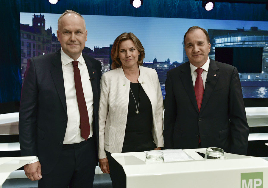 sweden potential left-center coalition, headed by Steffan Lofven, on the right