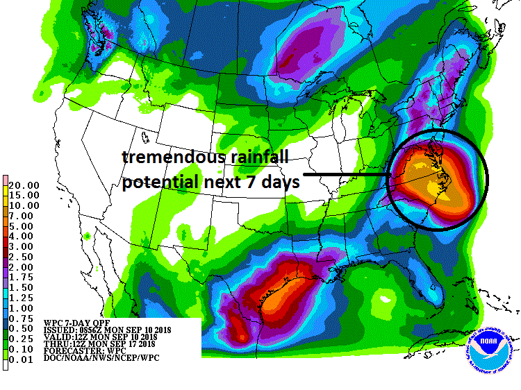 Click to enlarge hurricane florence rainfall