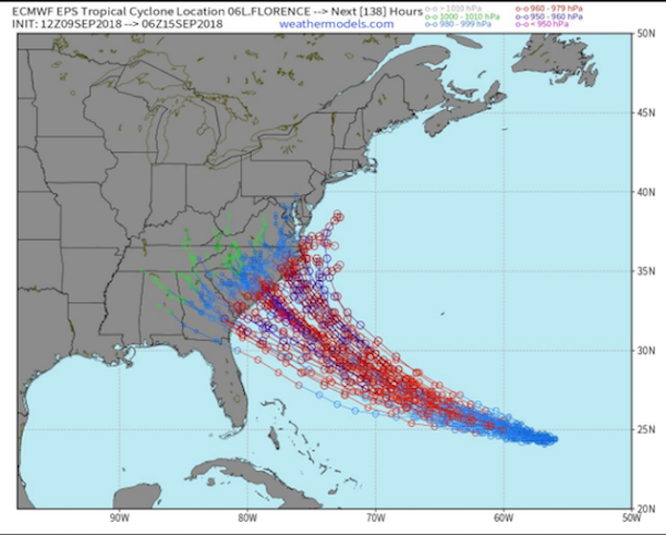 Click to enlarge storm tracks hurrican florence