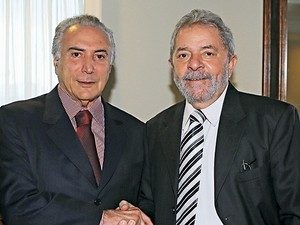 Click to enlarge Brazil's Michel Temer and Lula da Silva