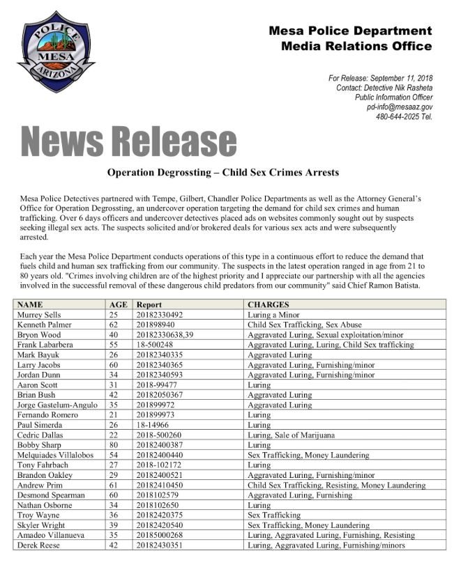 Mesa news release