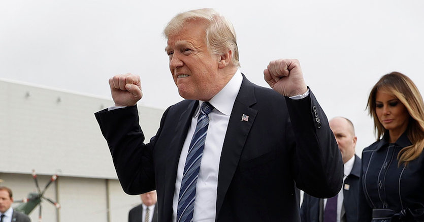 Trump double fist military Pennsylvania