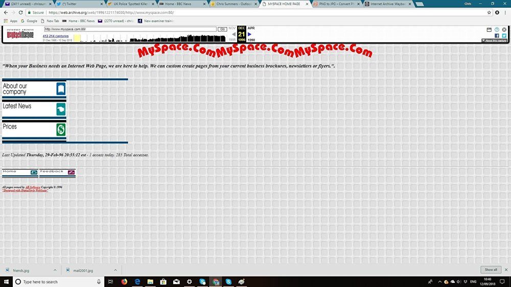Click to enlarge MySpace screen capture
