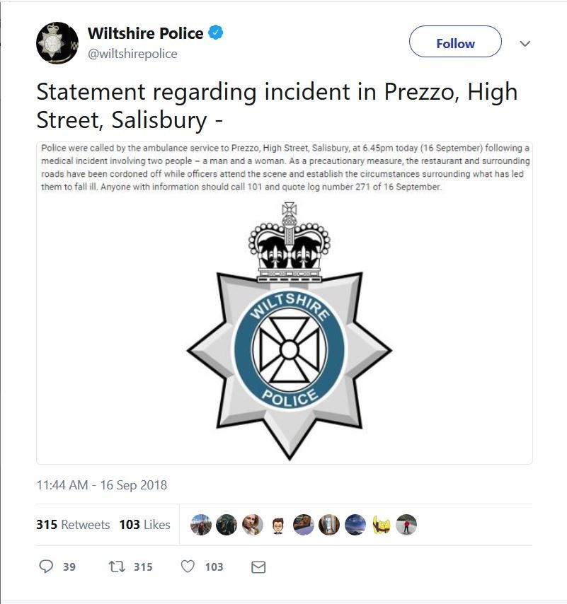 Click to enlarge tweet salisbury police