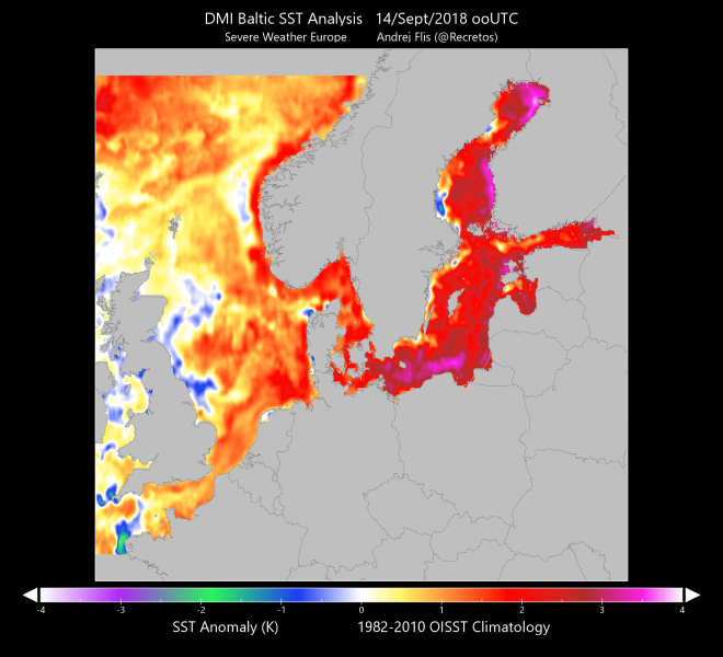 Baltic Sea warm   map September 2018