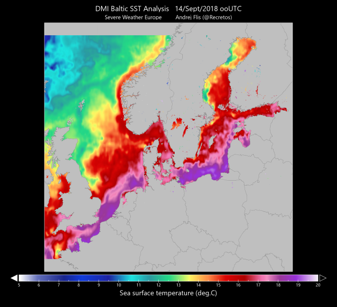 Baltic Sea warm   map September 2018