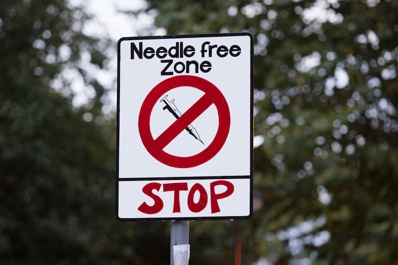 Click to enlarge needle free zone