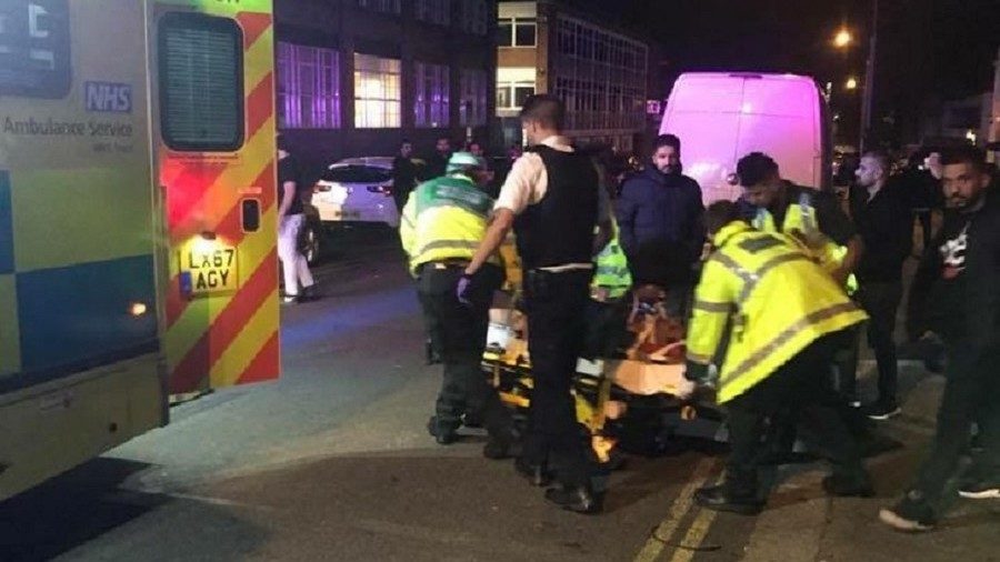 Click to enlarge car hits pedestrians outside mosque in NW London,