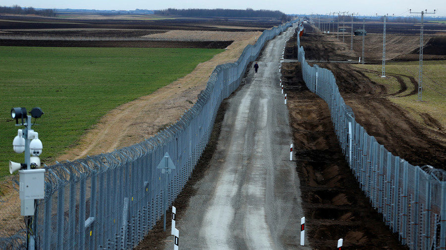 Fence seen at the Hungary-Serbia border