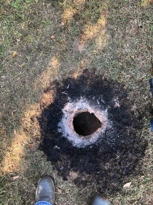 Flames shot out of this hole near Midway, Arkansas
