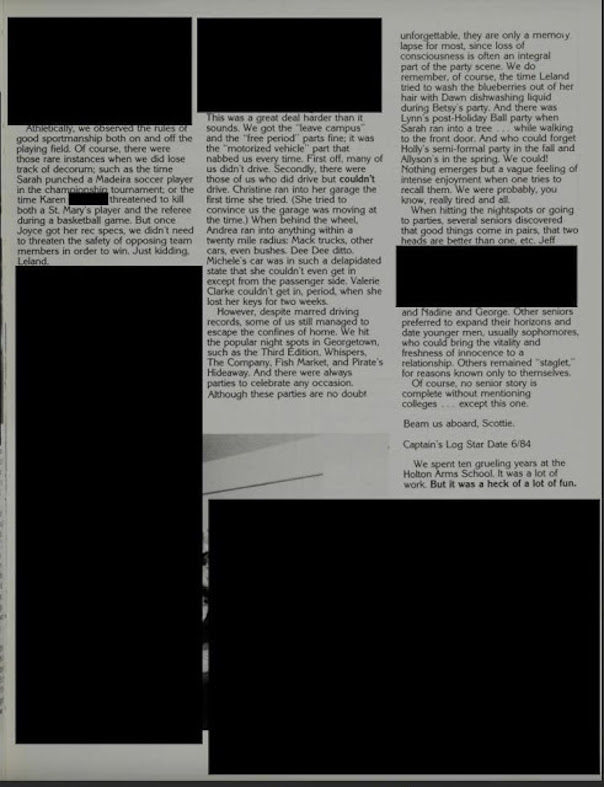 Click to enlarge Kavanaugh accuser Ford HS yearbook