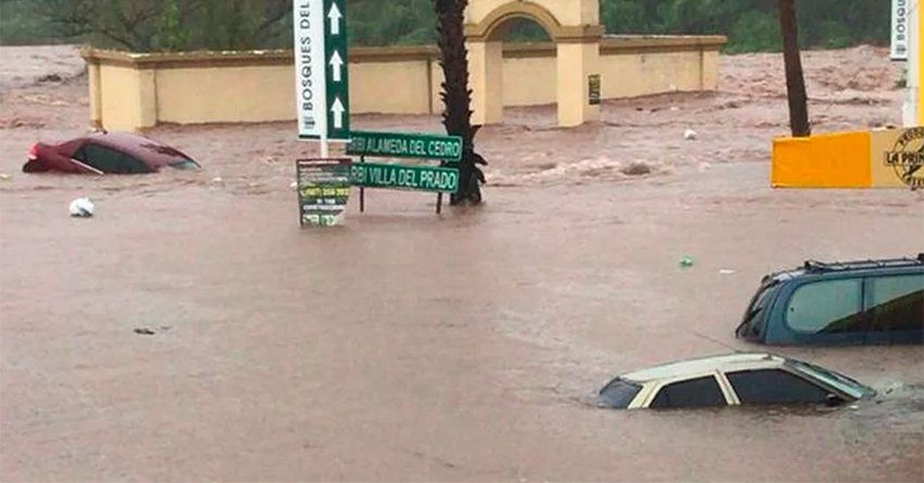 Flooded streets yesterday in Sinaloa, Mexico
