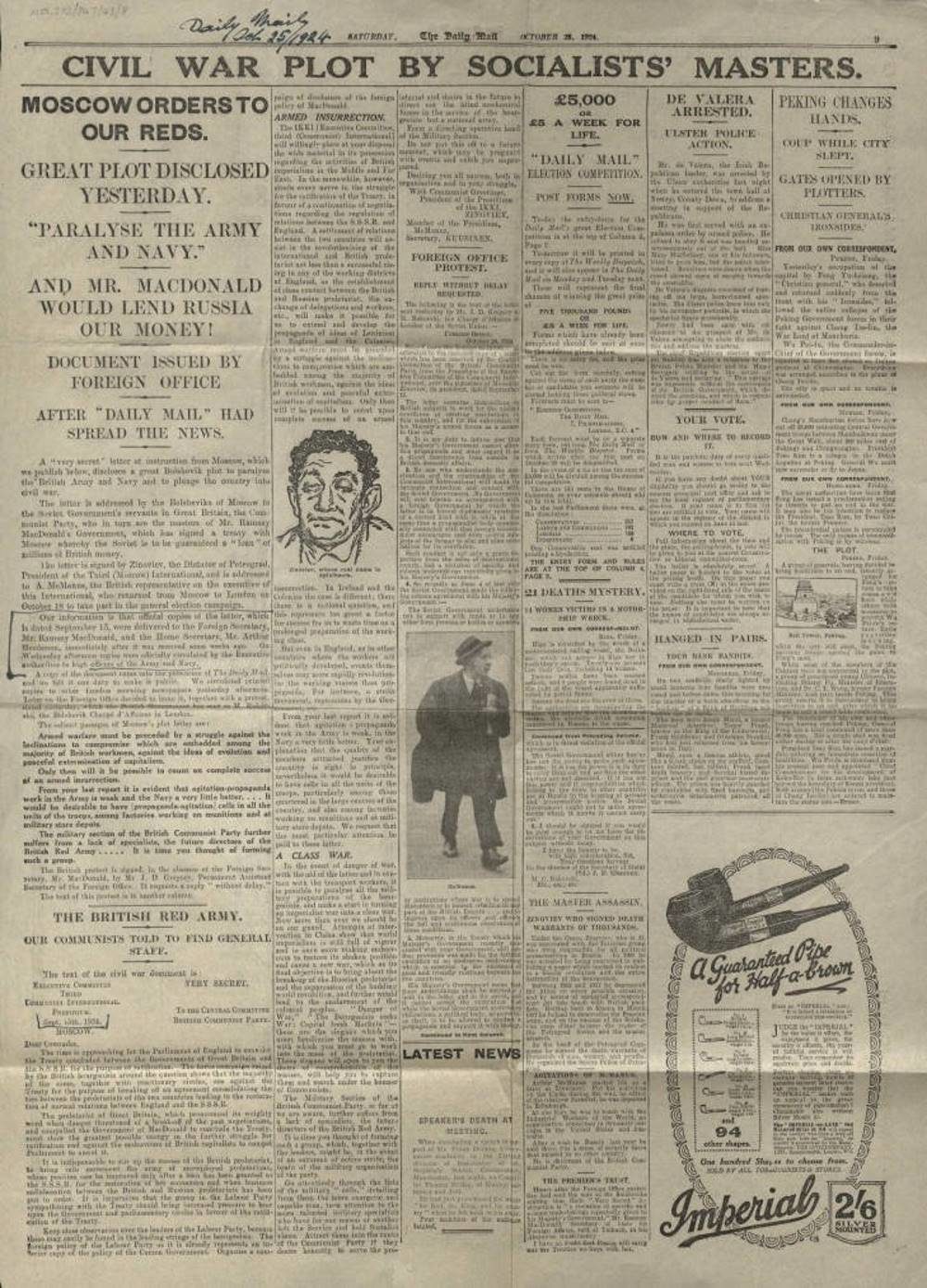 Click to enlarge Zinoviev Letter false flag