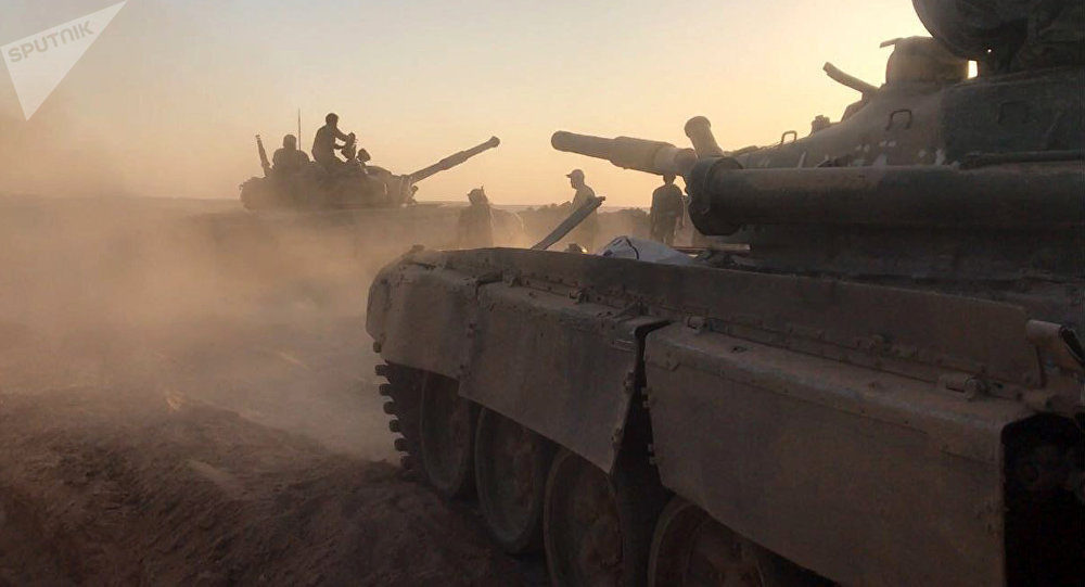 Tanks of the Syrian Army at combat positions