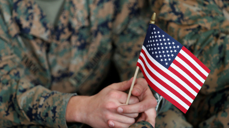 soldier US flag