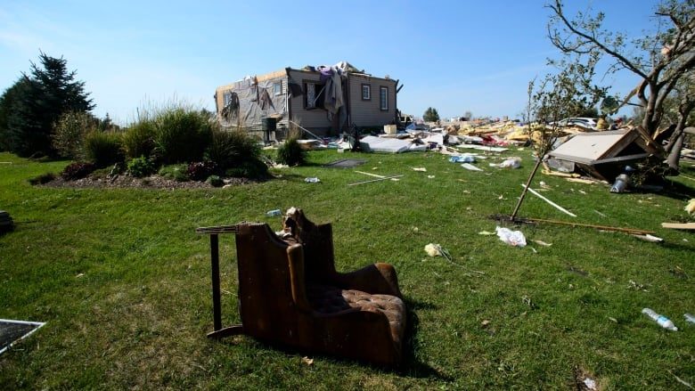 Damage from a tornado is seen in Ottawa's Dunrobin community