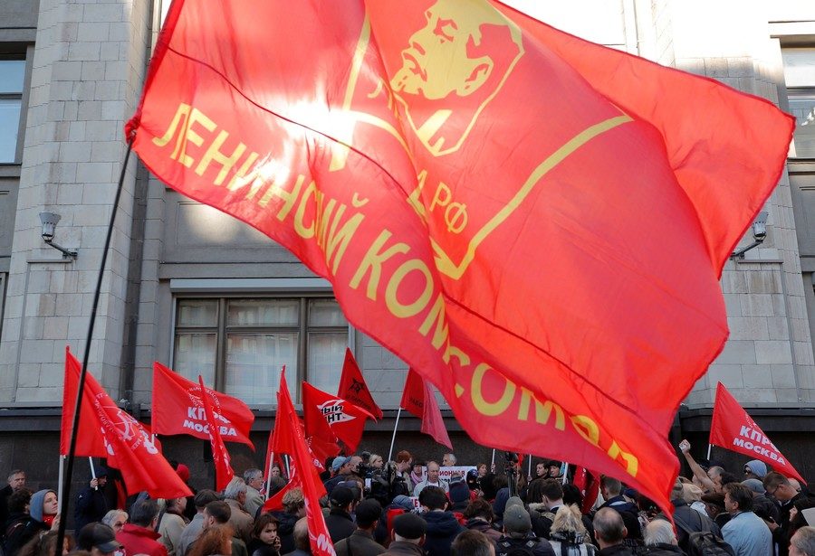 Russian left-wing protesters