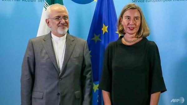 Click to enlarge Federica Mogherini, Mohammad Javad Zarif