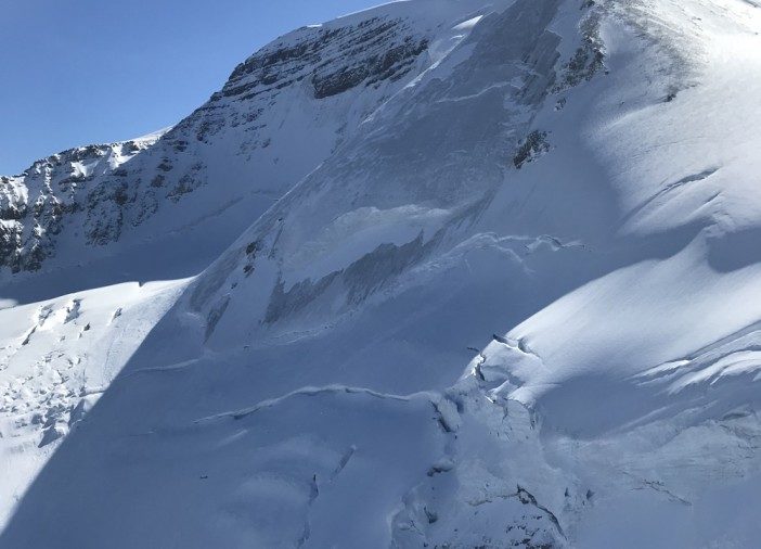 Click to enlarge Two climbers were buried in a 2.5 size avalanche on Mt. Athabasca, Sept. 19. Both suffered serious, but non life-threatening injuries.