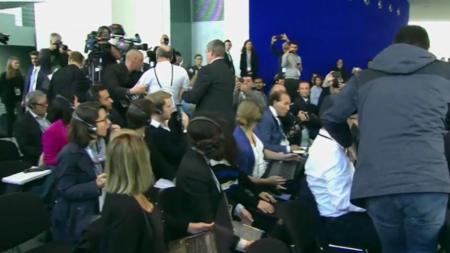 Protesting ‘journalist’ removed during conference