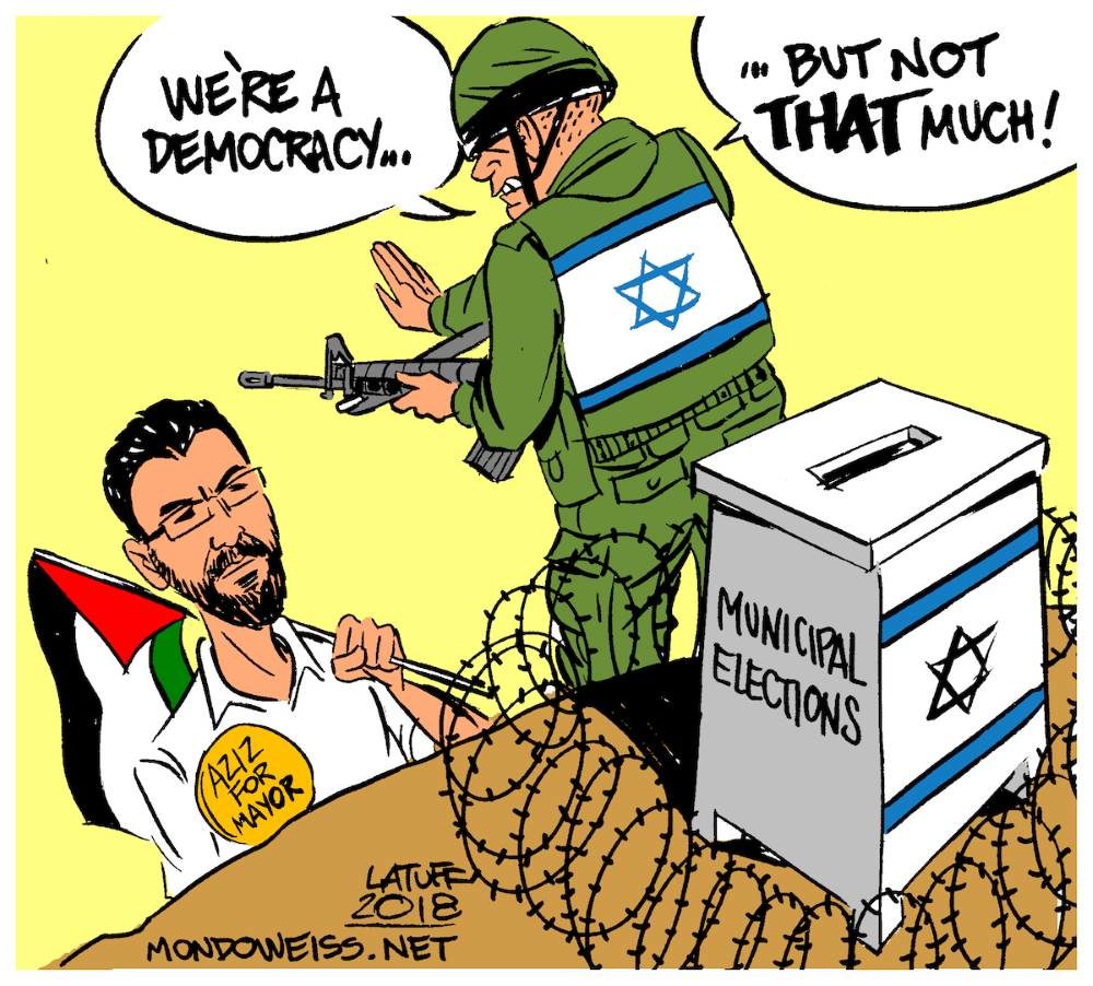 Click to enlarge jerusalem palestinian mayor Aziz cartoon latuff