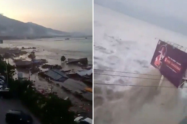 A gigantic tsunami has crashed into the Indonesian coast