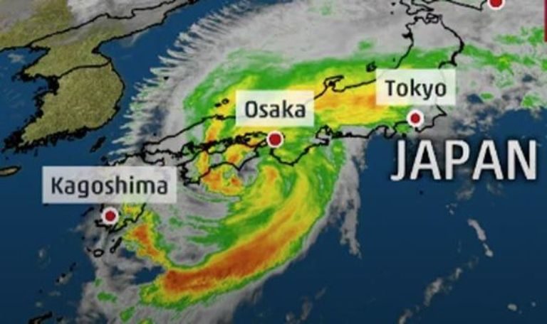 Click to enlarge Typhoon Trami: The storm has blasted across Japan