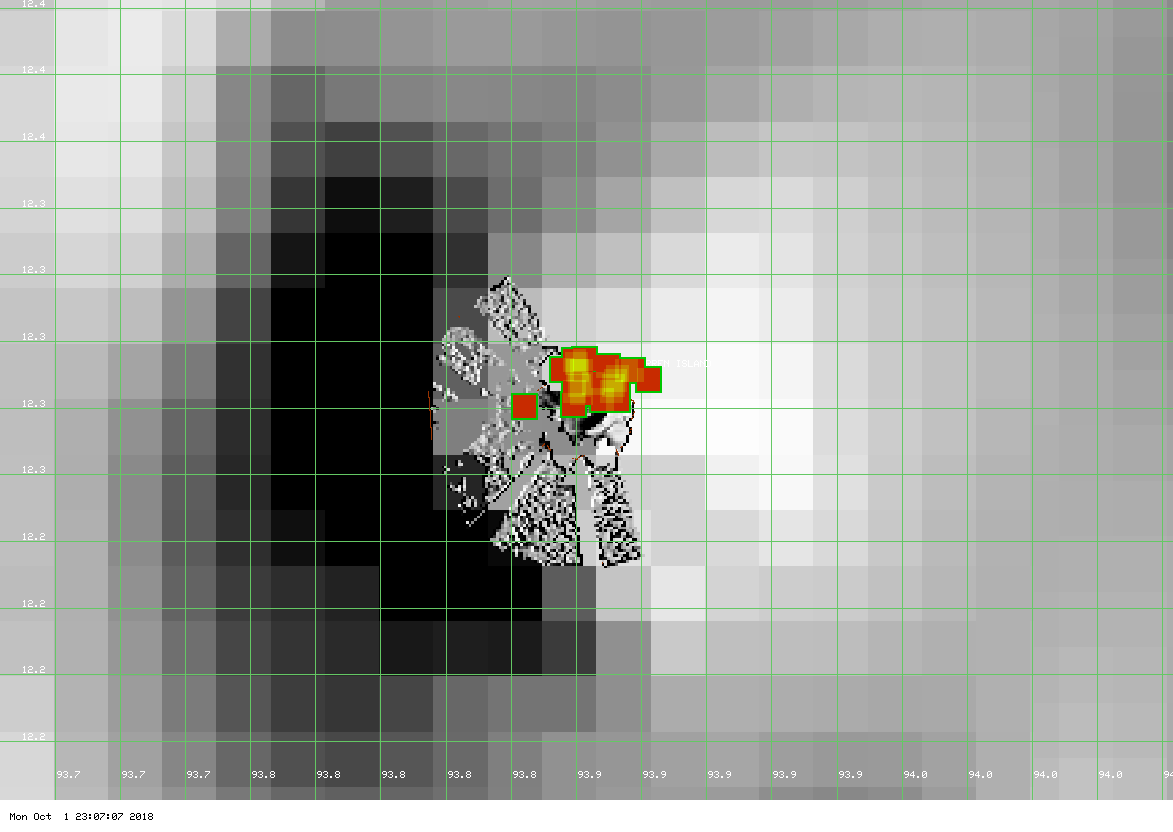 Hot spots at Barren Island volcano suggesting