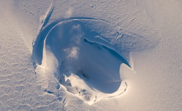 One of the cauldrons in the ice cap of Vatnajökull