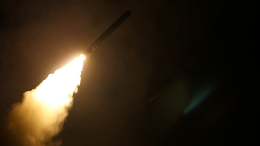 Click to enlarge A Tomahawk missile launch.
