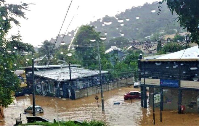 The flooding at Saddle Road, Maraval.