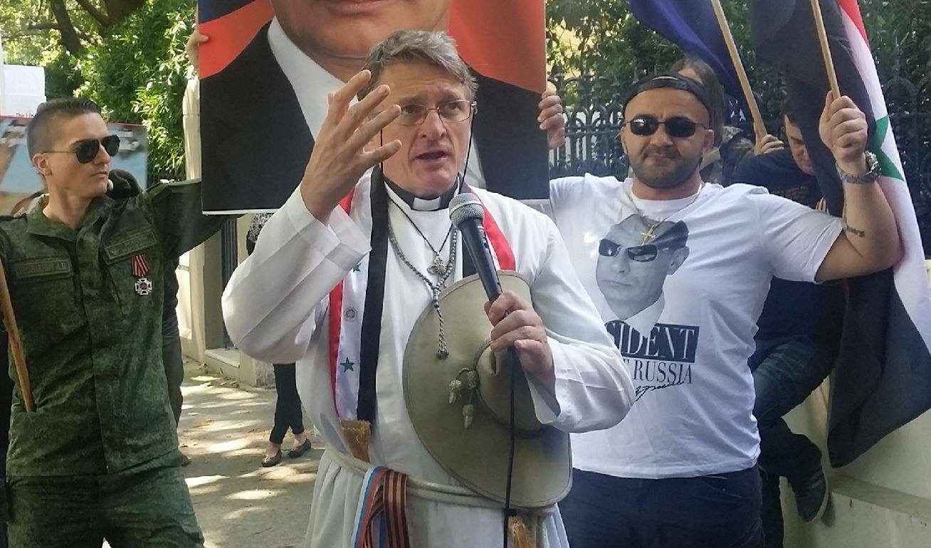 Click to enlarge Father Dave rally Turkish embassy