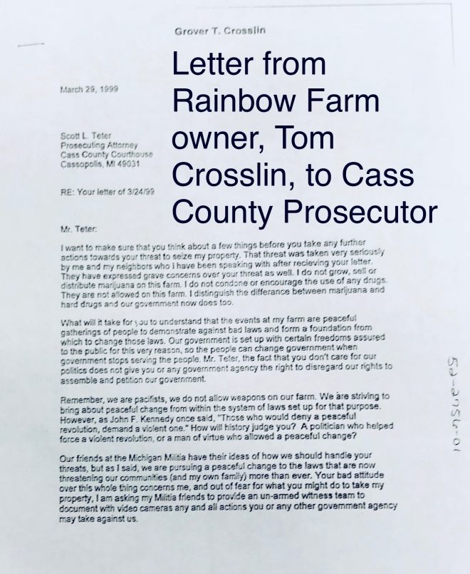 Click to enlarge rainbow farm,Letter from Tom (Grover) Crosslin to Scott Teter