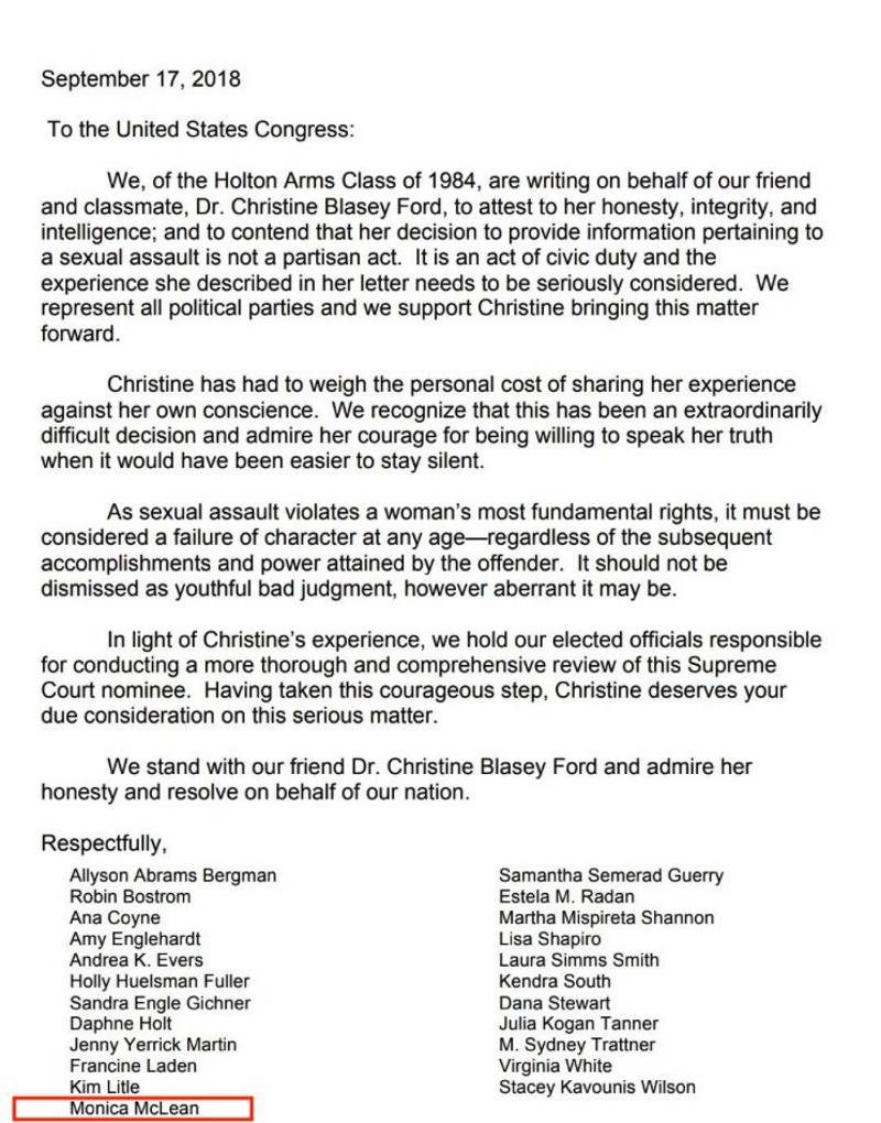 holten arms letter kavanaugh hearing