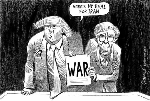 trumpBoltonWAR cartoon