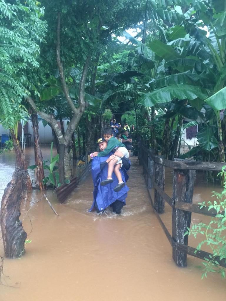 Rescues and evacuations in flooded areas of Costa Rica, October 2018.