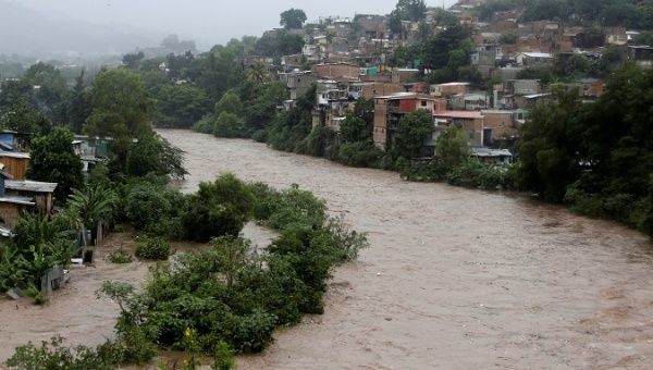 Click to enlarge A view of the ovCholuteca river rains Tegucigalpa Honduras Oct. 6 2018