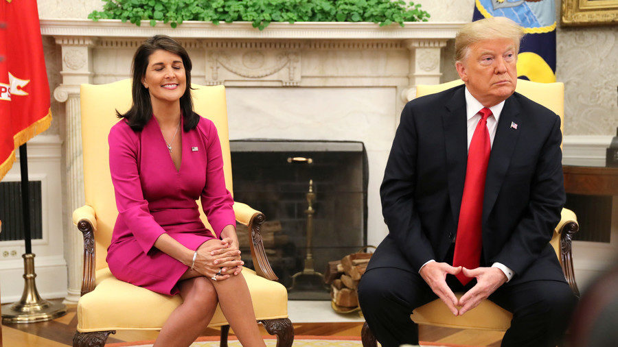Click to enlarge Nikki Haley and President Trump